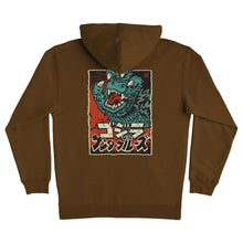 Load image into Gallery viewer, Godzilla Hand P/O Hooded Heavyweight Sweatshirt Brown
