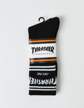 Load image into Gallery viewer, Santa Cruz x Thrasher SC Strip Crew Socks - Black
