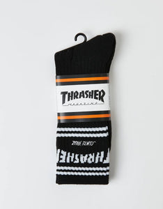 Santa Cruz x Thrasher SC Strip Crew Socks - Black