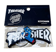 Load image into Gallery viewer, Thrasher Screaming Logo Black/Blue 3.5&quot; x 1.5&quot; Keychain
