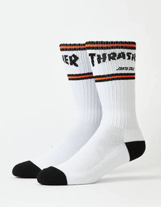 Santa Cruz x Thrasher SC Strip Crew Socks - White