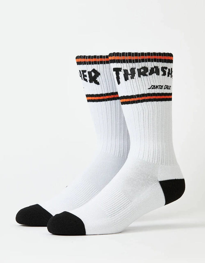 جوارب Santa Cruz x Thrasher SC Strip Crew - أبيض