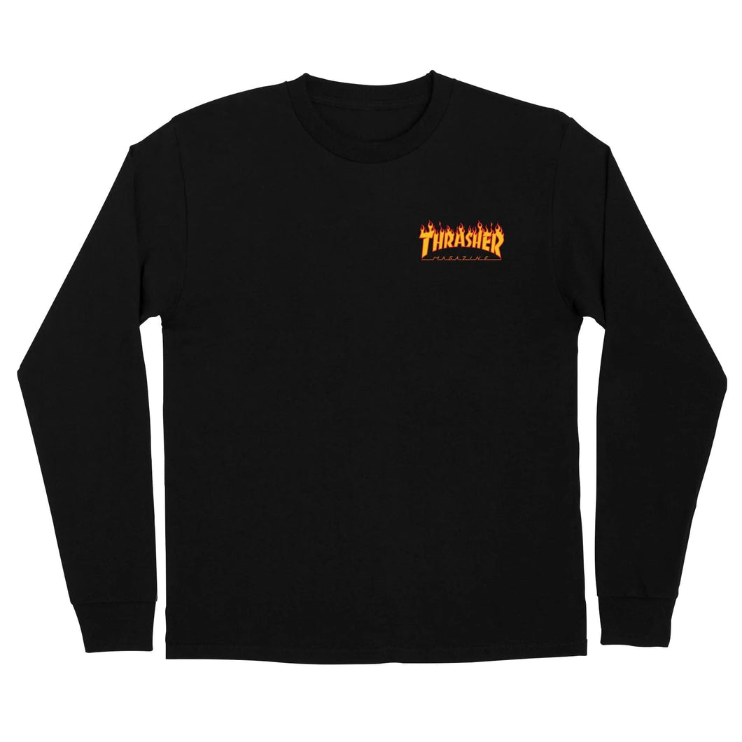 Thrasher Flame Dot L/S Black T-Shirt
