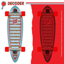 Load image into Gallery viewer, Decoder Wave Pintail 9.20in x 33in CruiserSanta Cruz Skateboards Decoder Wave Pintail Longboard Cruzer featuring updated, smaller pintail shape on 9 ply deck with Bullet 160mm reverse kingpin downhill truckscruiser completeSanta CruzRage 
