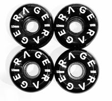 Load image into Gallery viewer, Rage Logo Black 53MMFeatures: 

Rage Skateboard Wheel
Size 53mm 
Size 54mm
Pack of Four Wheels
100A hard skateboard wheels
Shape - Conical
Rage Logo - Black/White
WheelsRageRage 

