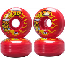 Load image into Gallery viewer, Speed Demons Hot Shot 52mmThis pack of 4 skateboard wheels is based on the super cool and kid-friendly design of the Speed ​​Demons Characters line. Go for the Hot Shot or shoot for the starswheelsspeed demonsRage 
